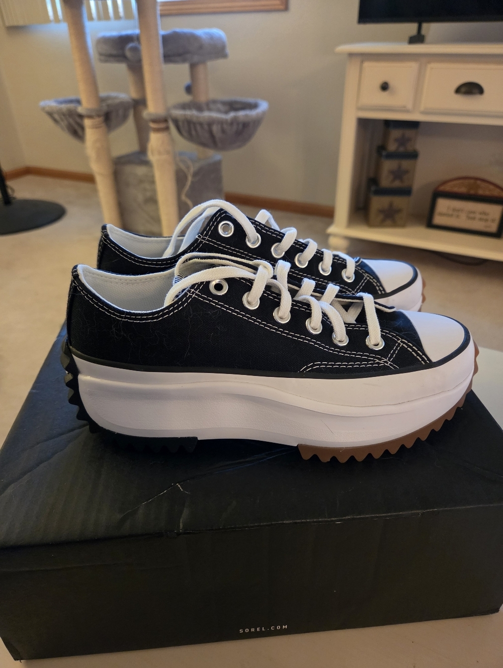 Converse All Star ⭐ Black Platform Low-Top Sneakers with White Trim
